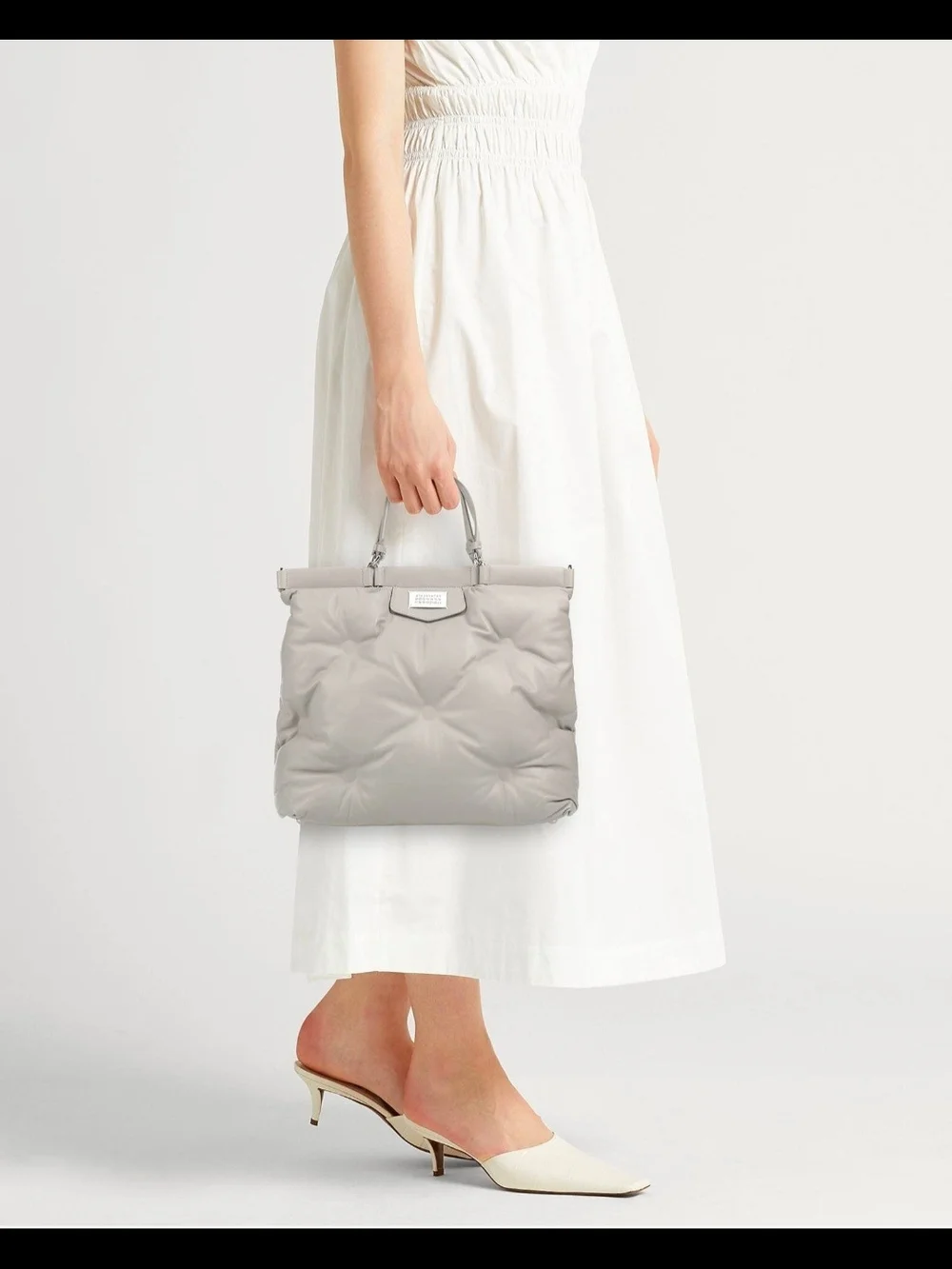 Maison Margiela Padded Quilted Tote in Light Gray